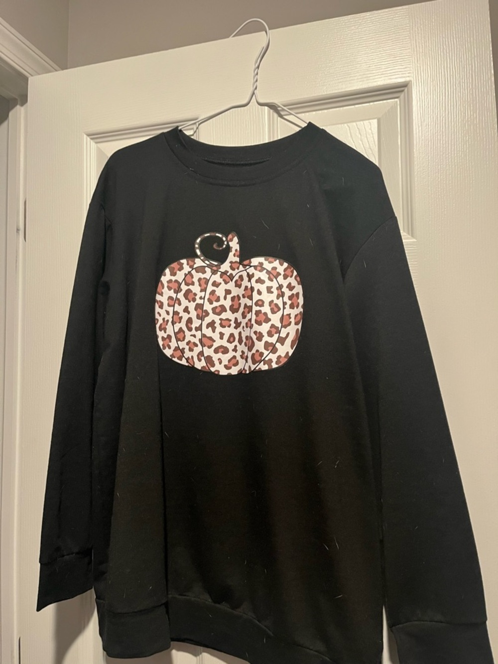 Black Sweatshirt with Leopard Pumpkin Graphic